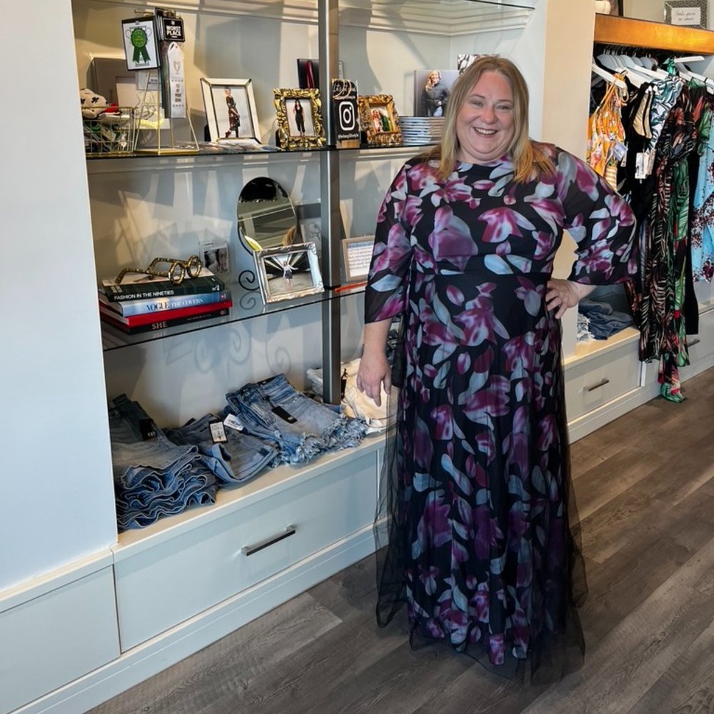Floral Print Overlay Belted Dress
